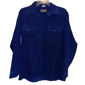 VTG Harwyn Men’s Sz Medium Royal Blue Corduroy Button Down Untuck Shirt